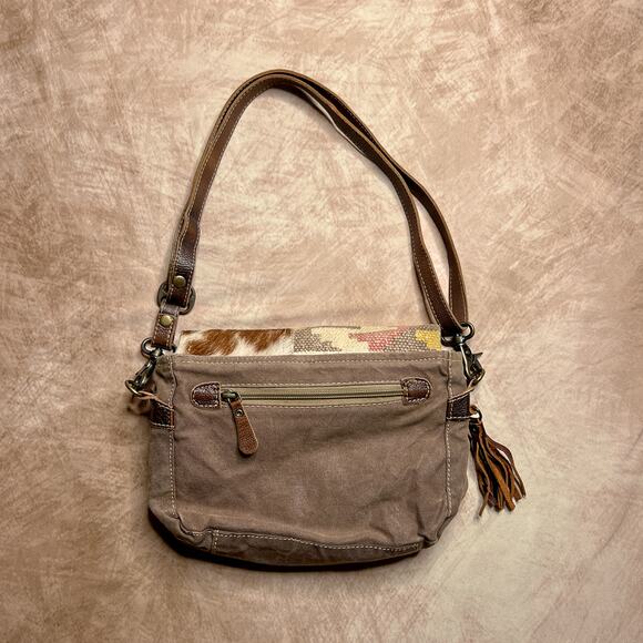 Myra Bag Patchwork Animal Print Southwestern Tapestry Shoulder Bag Fringe Boho - Picture 3 of 8